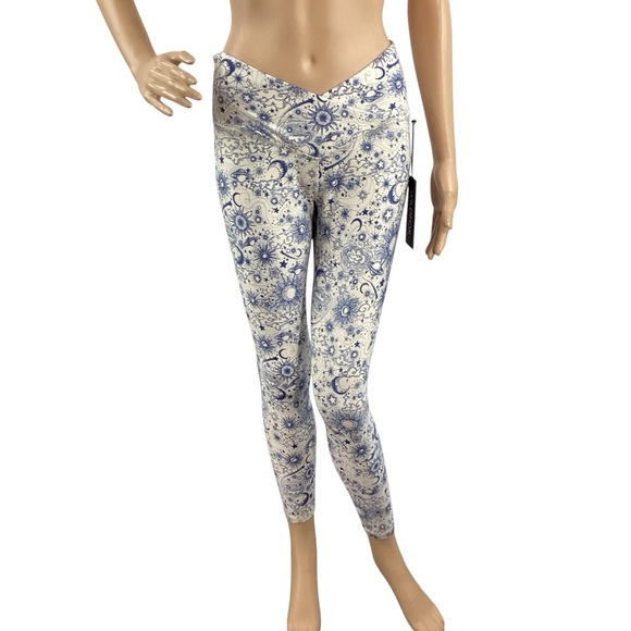 Wildfox Leggings Deep Cobalt Cosmic Sense Size M - Picture 2 of 7
